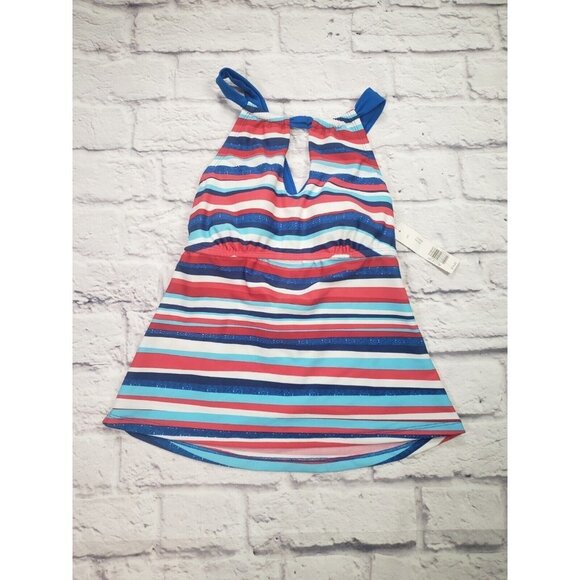 NEW New Directions Women's Tankini Swimsuit Top Size Small Stripes - Picture 1 of 3
